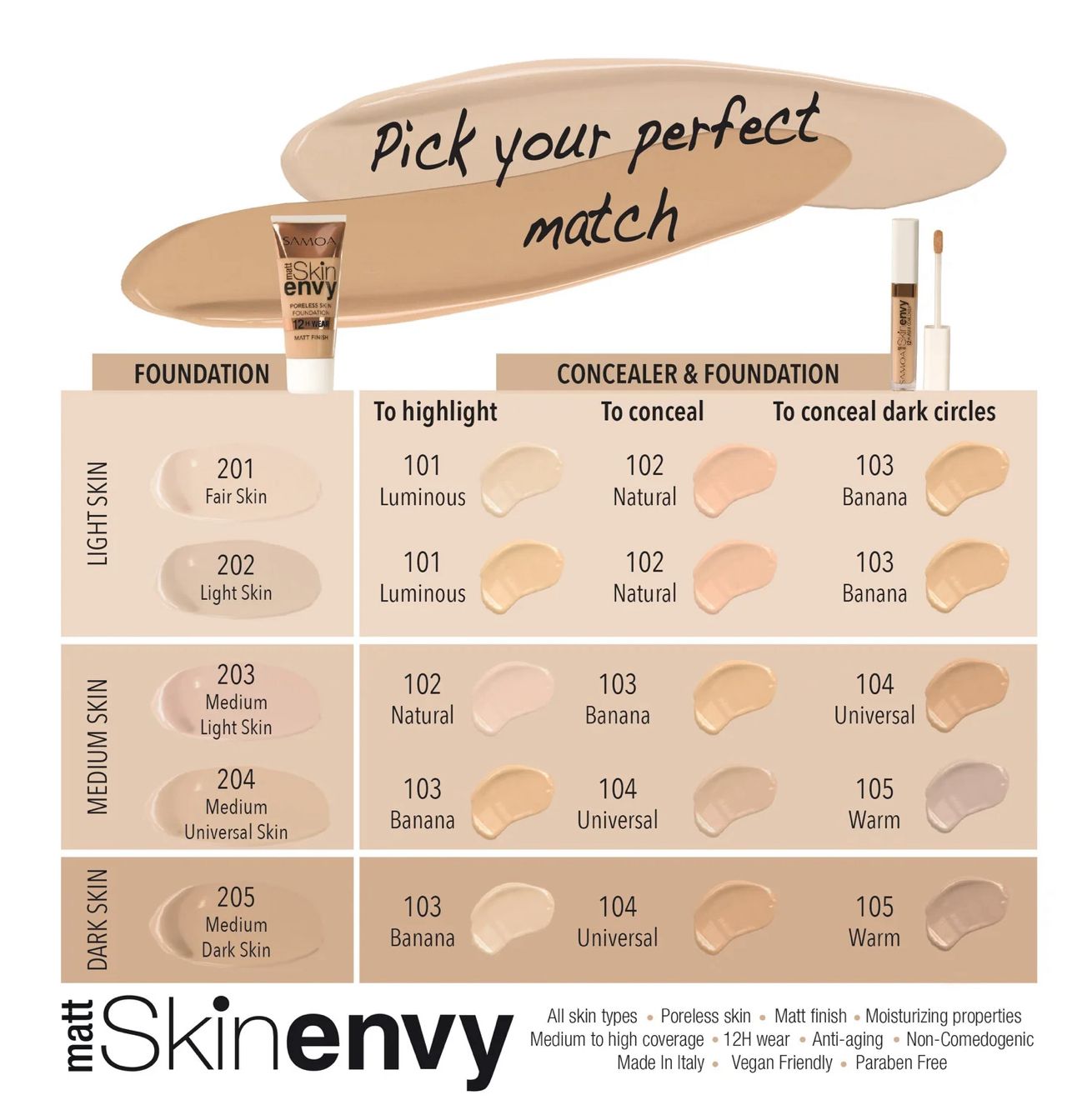 Samoa skin Envy matte poreless skin 12hr wear foundation
