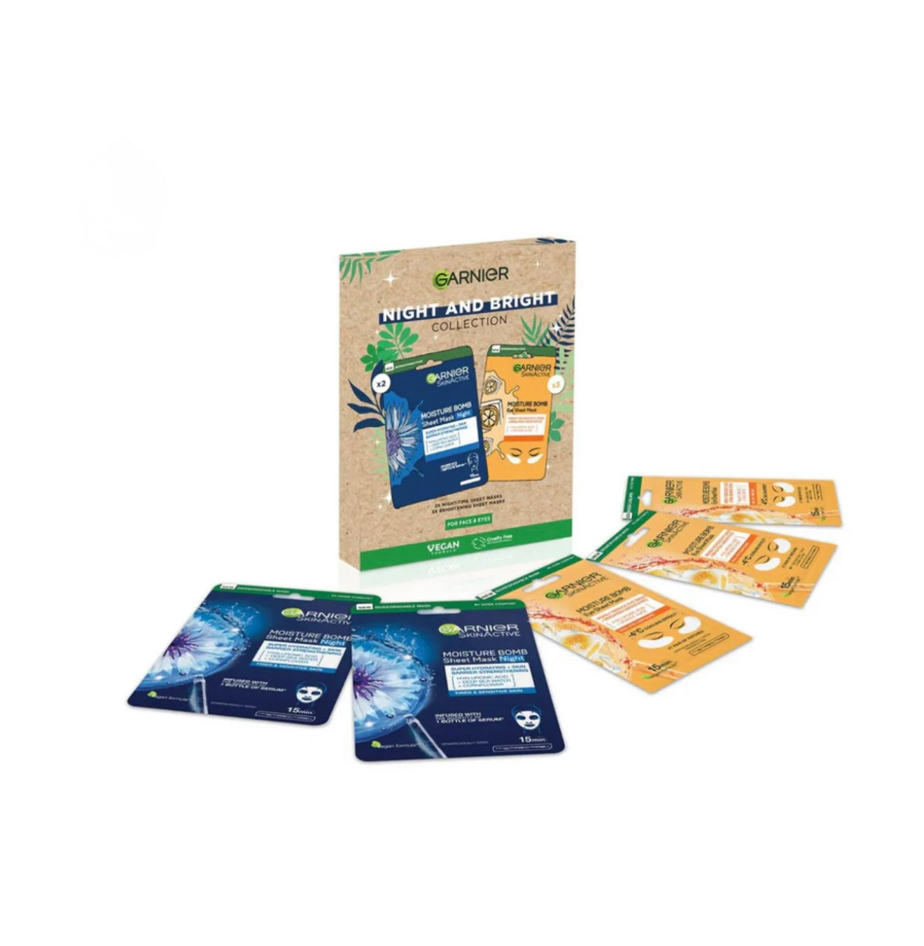 Garnier night & bright mask collection