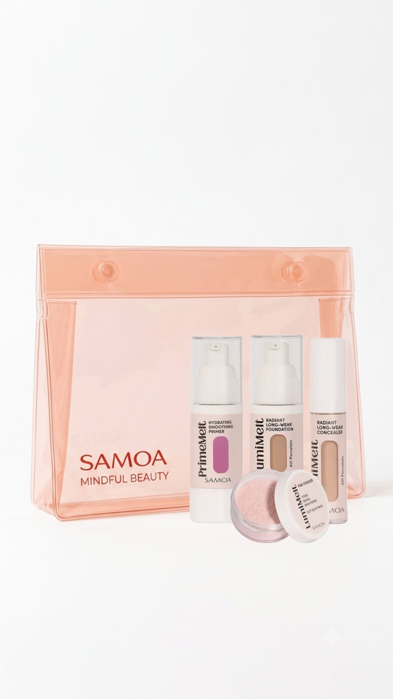 The LumiMelt Perfection Set Primer+Foundation+concealer+loose powder(FREE POUCH)
